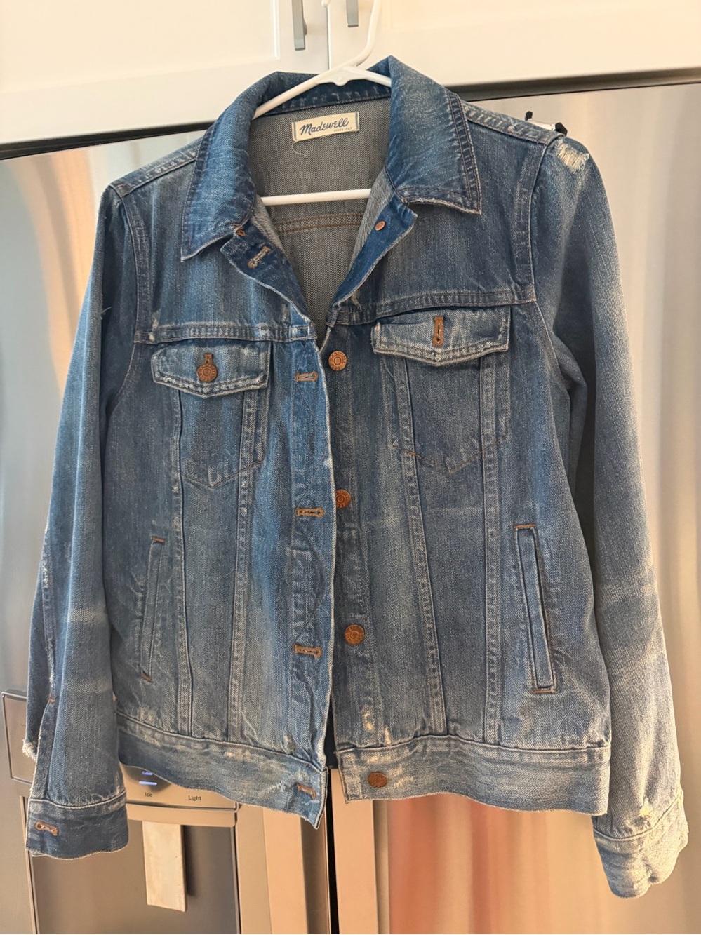 Madewell Distressed Medium Blue Denim Jacket